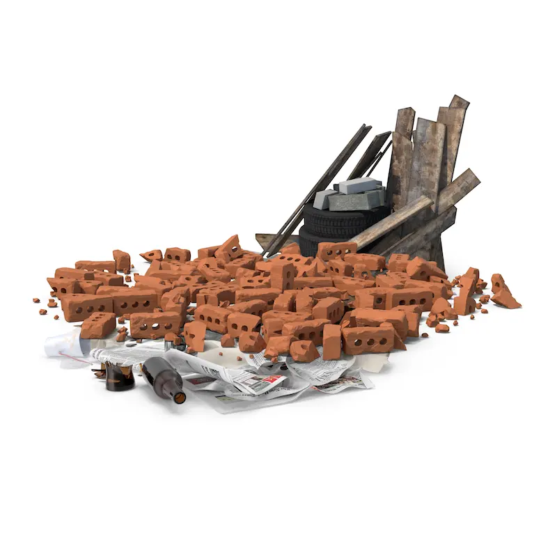 large pile of household trash jump render