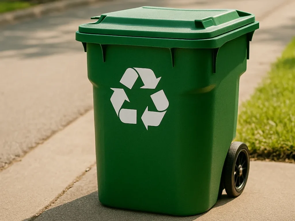 green recycling bin curbside