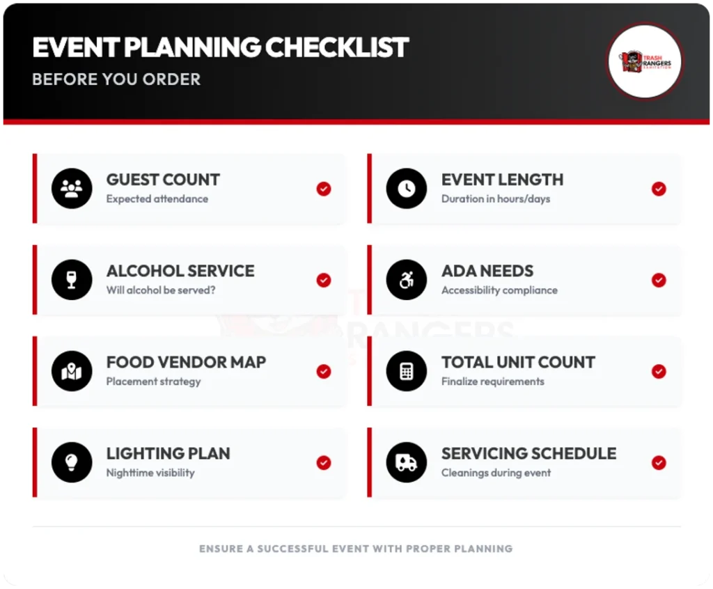 event portable toilet checklist gonzales louisiana