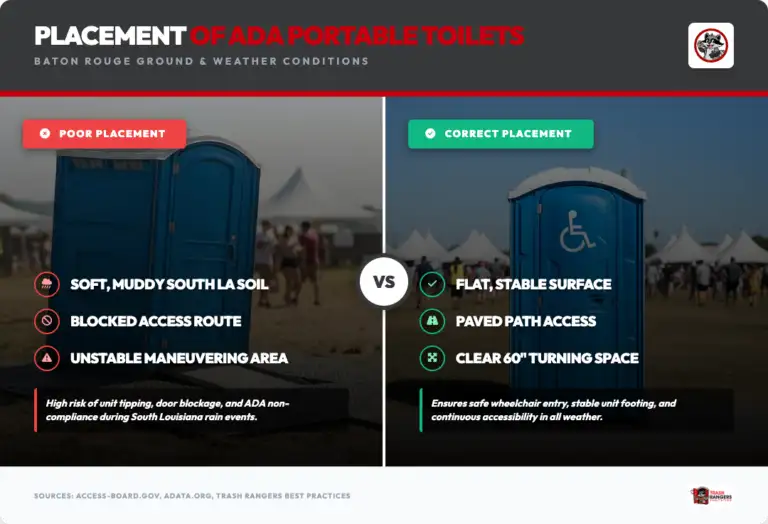ada portable toilet placement guide baton rouge