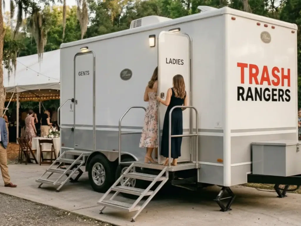 luxury portable restroom trailer outdoor event