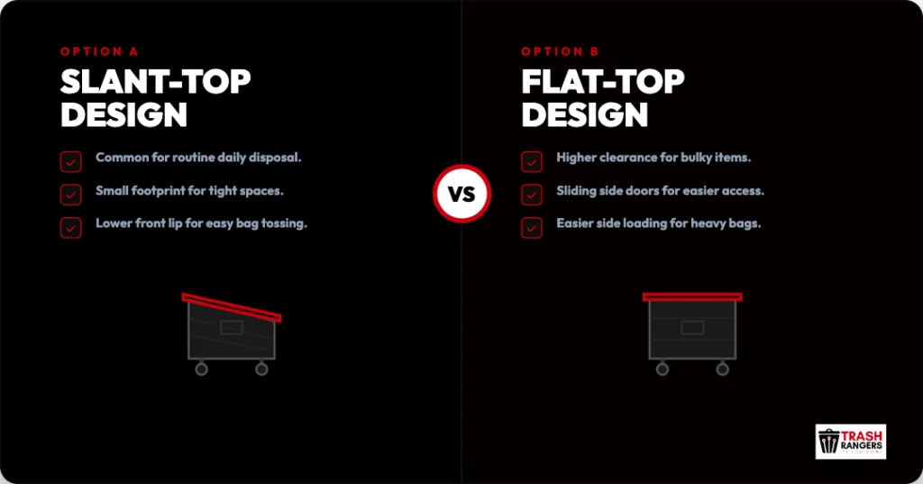 slant top vs flat top dumpster louisiana