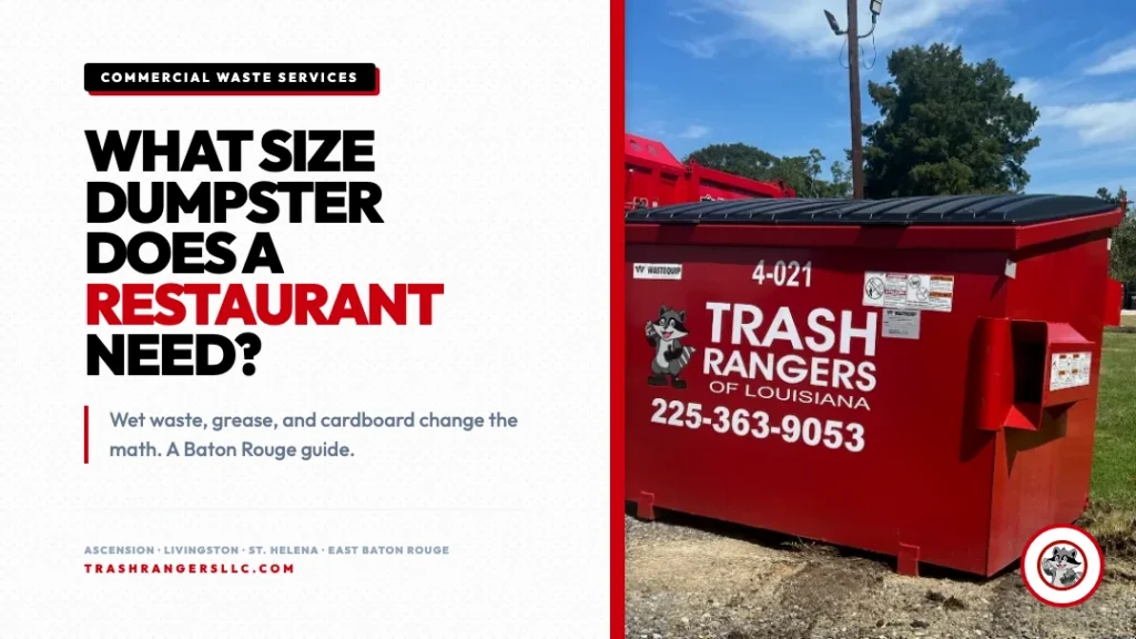 Trash Rangers 4-yard front-load commercial dumpster in Baton Rouge