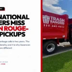 Trash Rangers truck picking up residential trash in Ascension Parish