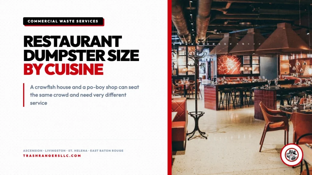 Restaurant dumpster size by cuisine in Baton Rouge by Trash Rangers